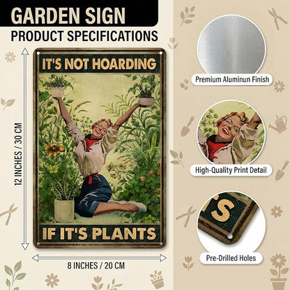 Bestylez Gardening Gifts It‘s Not Hoarding If It's Plants Vintage Garden Signs for Home Garden Greenhouse Living Room Bedroom Yard Backyard Outdoor Decor 8X12 Inch (3066)