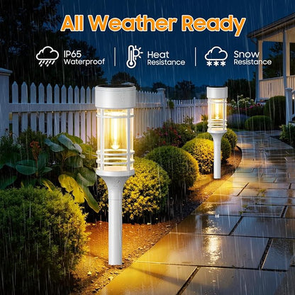 LETMY Solar Pathway Lights Outdoor, 8 Pack Solar Lights Outdoor Waterproof IP65, Bright Solar Garden Lights Outdoor for Yard Walkway Driveway Landscape Garden Decor（White）