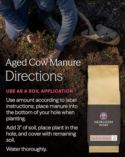 Heirloom Roses Mint Compost & Aged Cow Manure Bundle, 100% Natural Soil Amendments for Rose Planting, Enriched with Nitrogen & Micronutrients, Ideal for Garden Vegetables, Flowers & Soil, Bundle