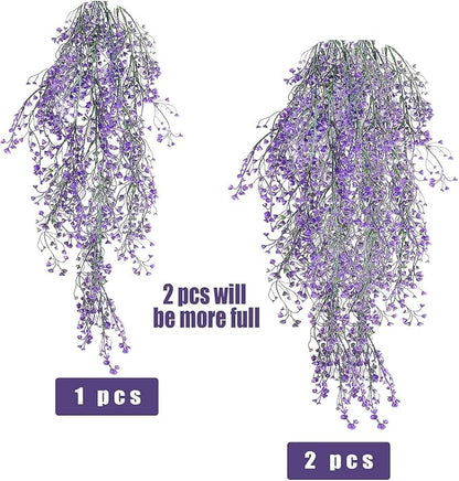 RECUTMS Artificial Hanging Plants Fake Vines Wall Hanging 4Pcs Faux Ferns Leaves Greenery for Summer Spring Home Garden Wedding Arch Graduation Party Indoor Outdoor Decorations(Purple)