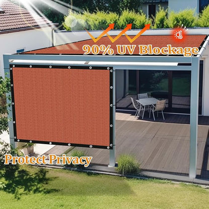 Shade&Beyond Customized Size 8' X 10' Shade Cloth with Grommets, 90% UV Protection UV Protection Mesh Tarp Sun Screens for Patio GN01, Rust Red