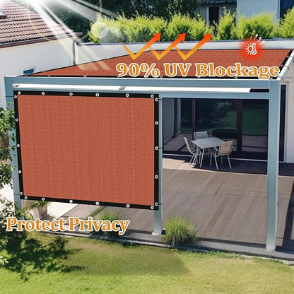 Shade&Beyond Customized Size 4' X 7' Shade Cloth with Grommets, 90% UV Protection UV Protection Mesh Tarp Sun Screens for Patio GN01, Rust Red
