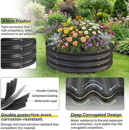 Land Guard Galvanized Raised Garden Bed 2Pcs, Planter Raised Garden Beds Outdoor, Round Clearance Raised Garden Beds for Gardening Vegetables (Gray)