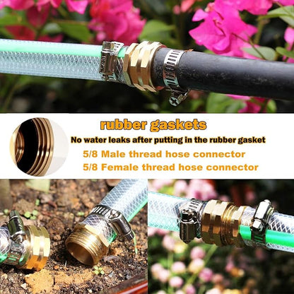 SIGURANTA Garden Hose Repair Connector with Clamps Hose End Repair Kit,5/8" Barb Garden Hose Fittings Male and Female brass garden hose ends (5/8"Barb-4 Set)