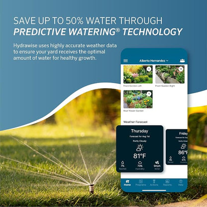 Hunter HPC400 Sprinkler Controller, 4-Zone, WiFi Smart Sprinkler Timer | Indoor/outdoor 4-station irrigation controller with Hydrawise app control, touchscreen, and expansion up to 32 zones