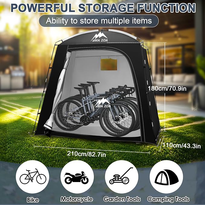Bike Storage Tent,82*43*70 In Outdoor Portable Storage Tent,Made of 210D Oxford Cloth PU4000mm Waterproof Fabric, Storage Shed for 2-4 bike,Motorcycles,Garden Tools,Lawn Mower,Various Tools