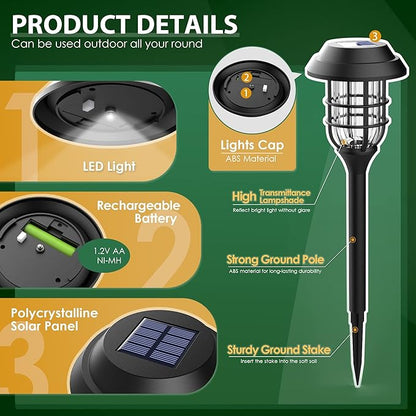 SOLPEX Solar Pathway Lights Waterproof Outdoor Lighting, 8 Pack Cold White | IP44 Waterproof, 8-12H Runtime, Auto On/Off, Tool-Free Install, Yard/Garden/Pathway/Patio/Walkway/Driveway