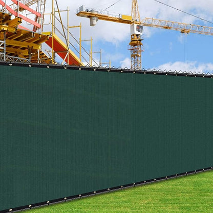 iCover 8x50ft Privacy Screen Fence, Outdoor Fencing Panels, Garden Windscreen Mesh Shade Sail Net Barrier, Include Reinforced Bindings and Brass Grommets Cable Zip Ties, Green