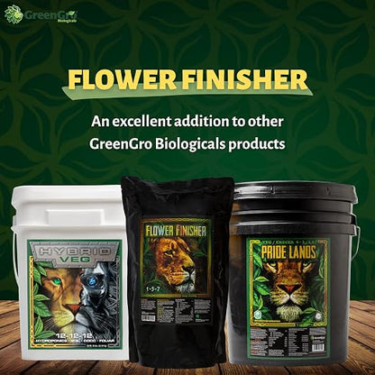 GreenGro Flower Finisher - Organic NPK Fertilizer & Big Bloom Booster for Plants in Flower/Ideal Nutrients to Maximize Yields/P-K Booster Phosphorus Fertilizer/Denser & Bigger Buds (10 lb)