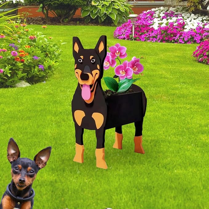 Australian Kelpie Dog Planter Pots, 9.45 x 5.51 x 13.39 Inches | Dog Flower Pot, Cute Animal Shaped Plant Pot, Gifts for Women & Pet Lovers, Indoor Outdoor Garden Home Office Decor