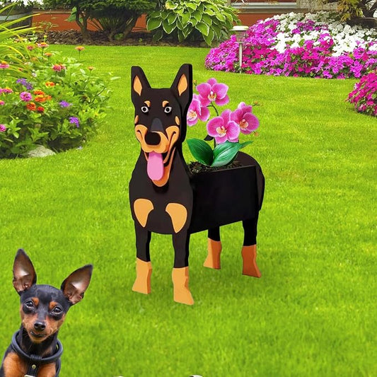Australian Kelpie Dog Planter Pots, 9.45 x 5.51 x 13.39 Inches | Dog Flower Pot, Cute Animal Shaped Plant Pot, Gifts for Women & Pet Lovers, Indoor Outdoor Garden Home Office Decor