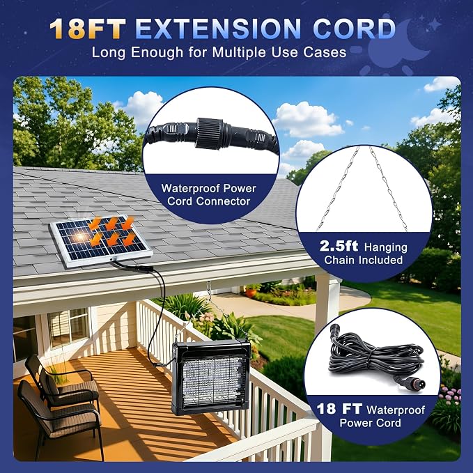 Solar Bug Zapper Outdoor (Black, 15.5in Diagonal)