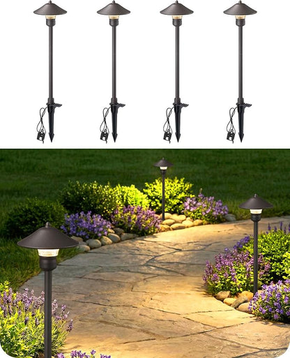 EDISHINE Low Voltage Pathway Lights, 3W 150 LM 3000K 16.5“ Tall LED Landscape Lights, 12V AC/DC 50,000Hrs Waterproof Aluminum Housing Outdoor Landscape Lighting for Path, Yard, Garden