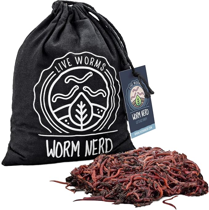 Worm Nerd Composting Worms – Live Red Wriggler Compost Worms Mix & Arcadia Garden Products Worm Chow - Jump & Jive Blend - 2 lbs, Wormeries, Vermiculture, Worm Feeding