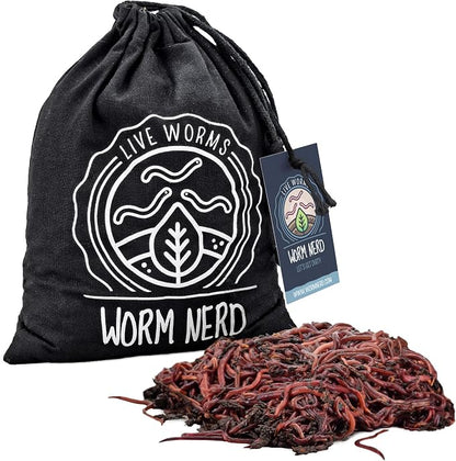 Worm Nerd Composting Worms – Live Red Wriggler Compost Worms Mix & Arcadia Garden Products Worm Chow - Jump & Jive Blend - 2 lbs, Wormeries, Vermiculture, Worm Feeding