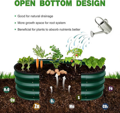 GrowHaus 4x2x1ft Galvanized Raised Garden Bed, Planter Boxes Outdoor Metal Garden Beds for Planting Vegetables Flowers Herbs Dark Green 2 Pack