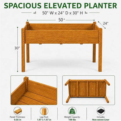 30" H Raised Garden Bed with Legs, Fir Wood Elevated Garden Bed Planter Box | Plant Stand Indoor/Outdoor for Tomato, Strawberry Herb Garden Planter