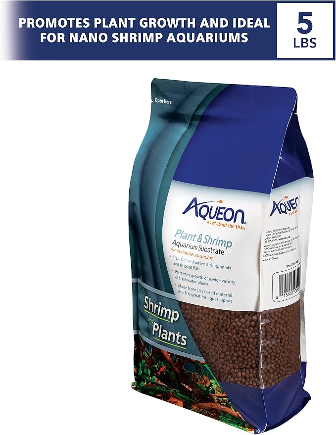 Aqueon Plant and Shrimp Aquarium Substrate, Aqua Soil for Fish Tanks, Aquarium Substrate for Live Plants, 5 Pounds