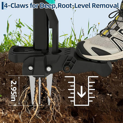 Garvee 40" Long Handle Stand Up Weed Puller - 4-Claw with Ejector Gardening Hand Weeding Tool Easy-Eject Easily Remove Weeds Without Bending, Pulling, or Kneeling.