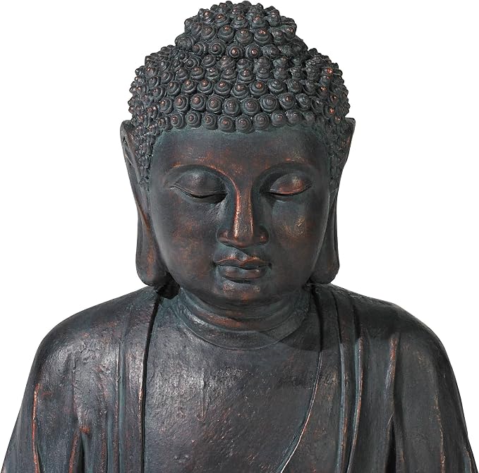 Meditating Buddha 24" High Large Zen Asian Indoor Outdoor Decor Resin Floor Fountain with Light LED Standing Bubbler Water Feature for Outside Garden Patio Yard Backyard Porch Deck - John Timberland