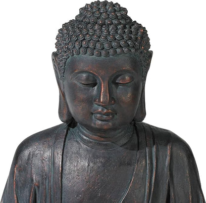 Meditating Buddha 24" High Large Zen Asian Indoor Outdoor Decor Resin Floor Fountain with Light LED Standing Bubbler Water Feature for Outside Garden Patio Yard Backyard Porch Deck - John Timberland