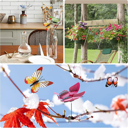 Augshy Butterfly Decorations,75 PCS Luminous Butterfly Garden Decor Stakes, Waterproof Gardening Art Butterfly Ornaments for Outdoor Yard Lawn Garden Decor