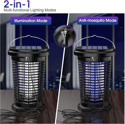 Solar Bug Zapper Outdoor & Indoor with 1.5W+4.5W Dual Solar Panel 2026, USB Rechargeable Electric Mosquito Zapper for Flies Gnats Moths, Fly Trap for Home, Patio, Backyard, Camping, Garden