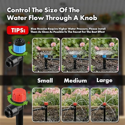 Drip Irrigation System 230FT Quick-Connect Drip Irrigation Kit with 1/4 inch 1/2 inch Irrigation Tubing Hose and Accessories for Lawn Raised Bed Greenhouse Plant Watering System