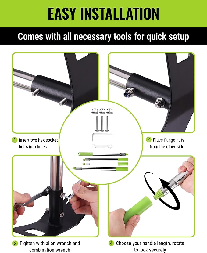 WORKPRO Weed Puller Tool with Long Handle, 2-in-1 Garden Hoe & Weed Rake | 29"-56" Adjustable Manual Weeding Tool, Uprooting Weed Remover Gardening Weeder Tools for Yard, Lawn, Patio and Garden