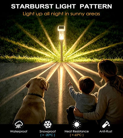 DenicMic Solar Lights Outdoor Waterproof 8 Pack 10 Modes Halloween Decor | 3000K/4000K/6000K/6 Fix Color/Color Changing LED Pathway Yard Garden Walkway Driveway, Acrylic Lampshade Stainless Steel Pole