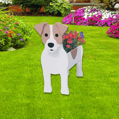 Jack Russell Dog Planter Pots, 9.45 x 6.97 x 12.2 Inches | Dog Flower Pot, Cute Animal Shaped Plant Pot, Gifts for Women & Pet Lovers, Indoor Outdoor Garden Home Office Decor