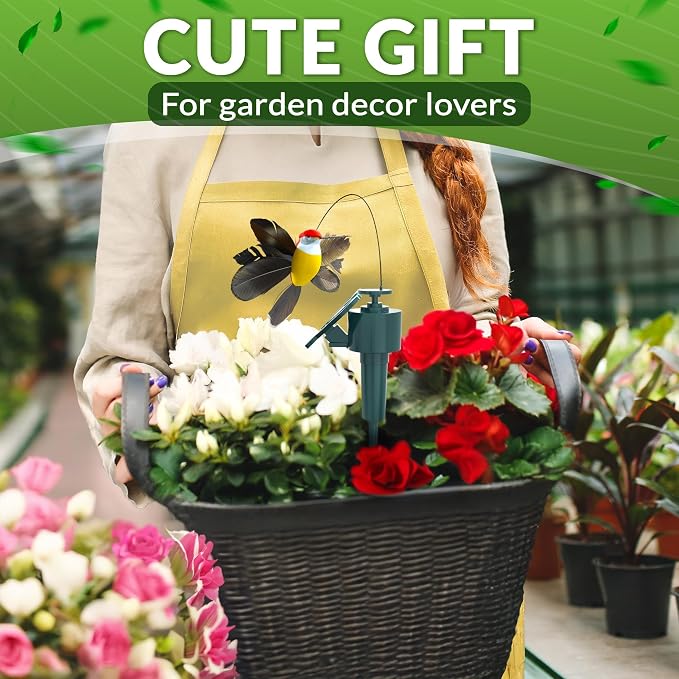 3 Pcs Solar Hummingbird Garden Stakes that Move Like Real Birds - Decorative Garden Stakes, Fluttering Moving Hummingbird Decor, Waterproof Battery Powered Yard Decorations Outdoor for Plants & Patio