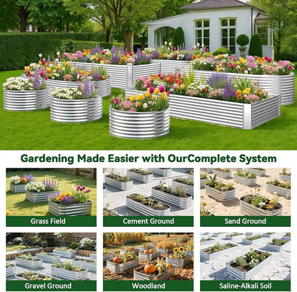 3 Pack Raised Beds for Gardening, Corrugated Galvanized Steel Raised Garden Bed, Outdoor Metal Above Ground Garden Bed for Vegetables and Flowers-4x2FT(Rectangular)