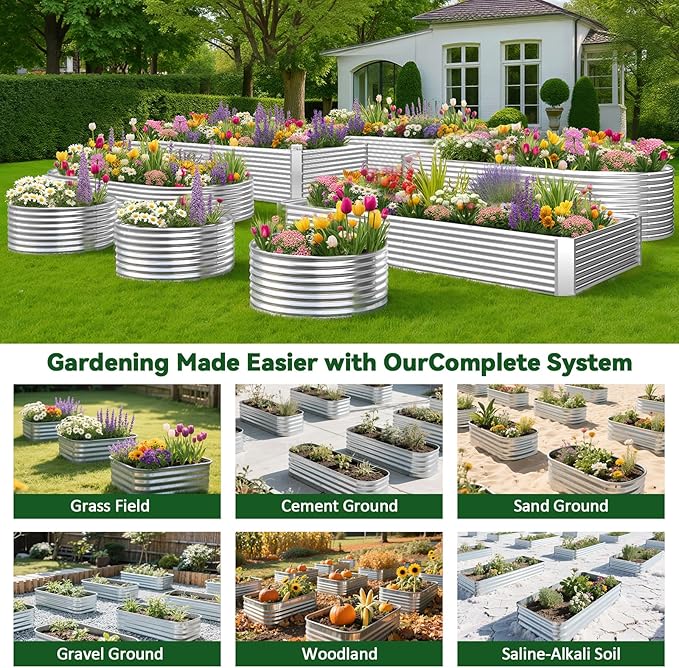 2 Pack Tall 6x3FT Raised Beds for Gardening, Corrugated Galvanized Steel Raised Garden Bed, Outdoor Metal Above Ground Garden Bed for Vegetables and Flowers(Rectangular)-6x3x1.5FT