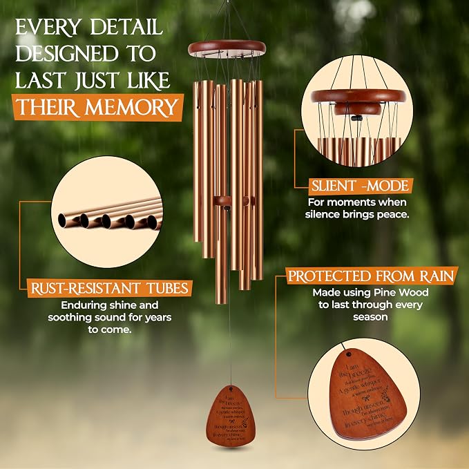 32 Inch Memorial Wind Chimes Outdoor, Sympathy Gifts for Loss of Loved One, Memorial Gifts for Loss of Mom, Sympathy Wind Chimes for Mother, Father, Brother, Sister