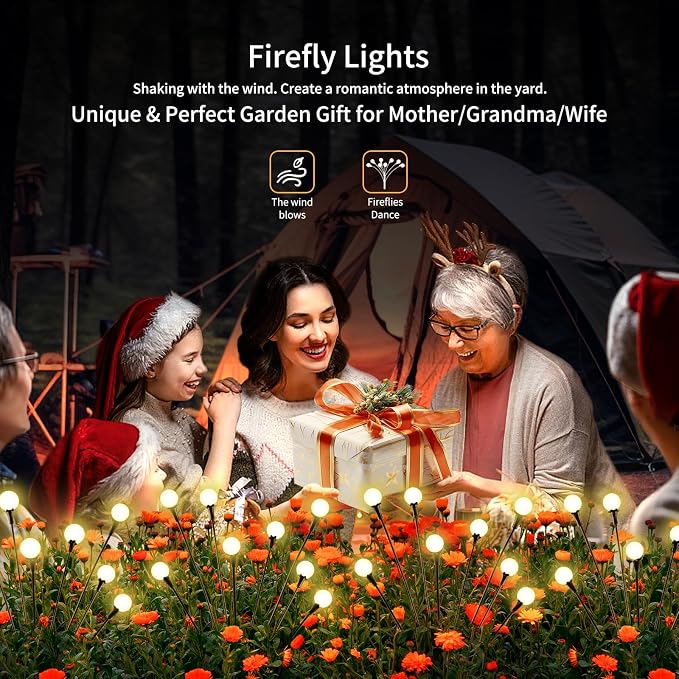 vignuto Solar Lights Outdoor Waterproof, 8 Packs 64LED, Solar Garden Lights, Garden Decor, Patio Decor, Unique Gifts for Women, Gifts for Grandma