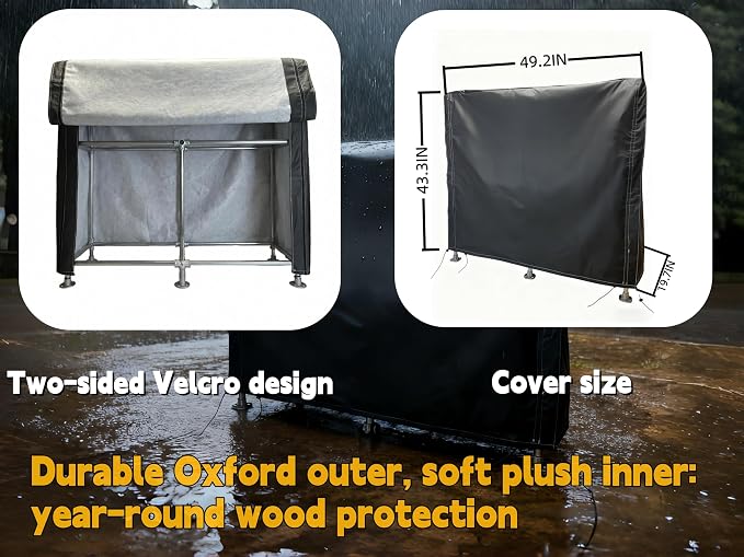 4ft Heavy Duty Firewood Rack with Dual-Tier Structural Design | Constructed with Galvanized Steel Pipes and Featuring a Firewood Rack Cover,Load-bearing Capacity 2,200 lbs,Indoor/Outdoor