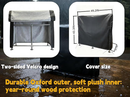 4ft Heavy Duty Firewood Rack with Dual-Tier Structural Design | Constructed with Galvanized Steel Pipes and Featuring a Firewood Rack Cover,Load-bearing Capacity 2,200 lbs,Indoor/Outdoor