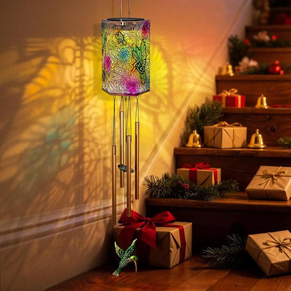 Hummingbird Solar Wind Chimes for Outside Gifts for Women,3D Multicolor Waterproof Solar Lantern Wind Chimes Outdoor Lights LED Hanging Decor for Garden, Patio, Yard Gifts for Mom Grandma
