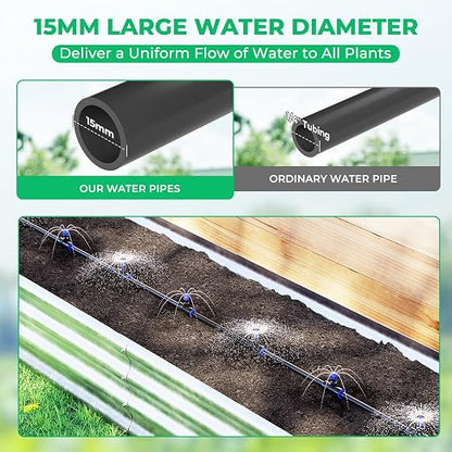 HIRALIY Raised Bed Drip Irrigation Kit Medium, DIY Garden Grid Watering System, Garden Irrigation System, for Flower Bed up to 3 x 8FT