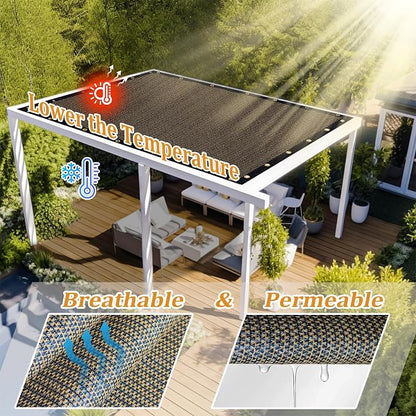 Shade&Beyond Customized Size 5' X 10' Shade Cloth with Grommets, 90% UV Protection UV Protection Mesh Tarp Sun Screens for Patio GN01, Mocha