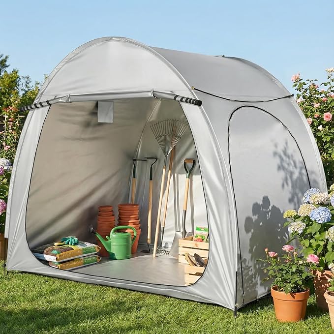 Outvita Portable Bike Tent Cover for 4-5 Bikes, Garden Tools | Outdoor Bicycle Storage Sheds 210D Oxford Fabric PU 4000 for Motorcycle, Lawn Mower, Camping, Travel