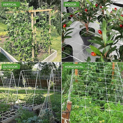 Trellis Netting, CANAGROW Heavy-Duty Garden Plant Trellis Netting for Climbing Plants, Outdoor Indoor Grow Net for Beans Tomatoes Peas Pumpkin Flowers, 𝟔 𝐱 𝟏𝟓𝐟𝐭, Pack of 4