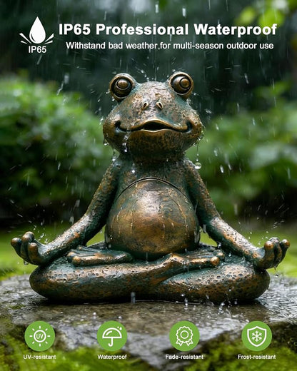 Nacome Meditating Frog Miniature Figurine,Zen Yoga Frog Garden Statue Ornament- Indoor/Outdoor Garden Sculpture for Fairy Garden,Home, Patio,Deck,Porch Yard Art Decoration,5 inch(Copper)Christmas Gift