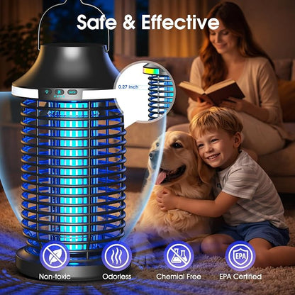 Bug Zapper Outdoor Cordless, 2026 Upgraded 4200V Electric Mosquito Zapper 5 in 1 Rechargeable Bug Zapper Outdoor Waterproof with 5000mAH Battery, Portable Fly Zapper Insect Zapper for Patio Camp
