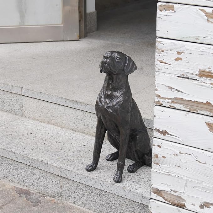 Garden Statue Outdoor Decorations Dog-Figurine – 19inch Black Labrador décor Sculpture Sitting Statue Resin Sculpture for Patio Lawn Yard Porch Garden 12.25L*8.25W*19H