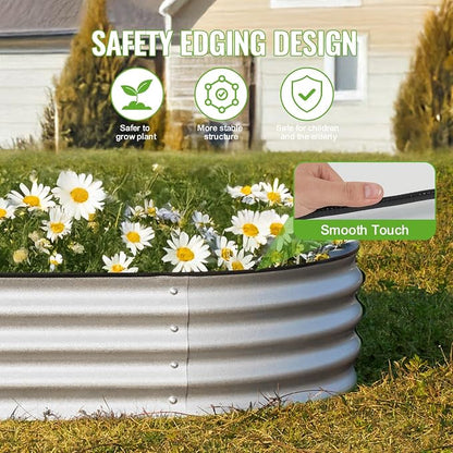 Backyard Expressions Home Galvanized Raised Garden Bed Kit 6x3x1ft, Planter Box Raised Garden Beds Outdoor, Easy Assembly Metal Raised Bed for Gardening Vegetables, Fruits, Flowers - Silver