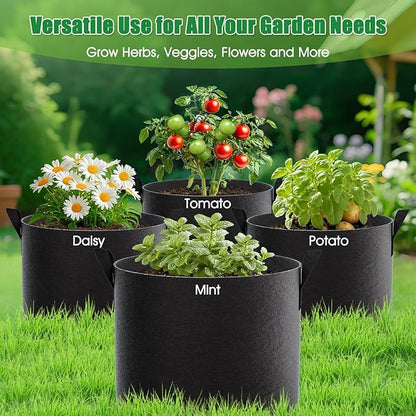 FEED GARDEN 10 Gallon Grow Bags 4 Pack – 300G Thickened Fabric Plant Pots with Reinforced Handles, Breathable Drainage Planters for Vegetables, Tomatoes, Herbs, Indoor & Outdoor Gardening
