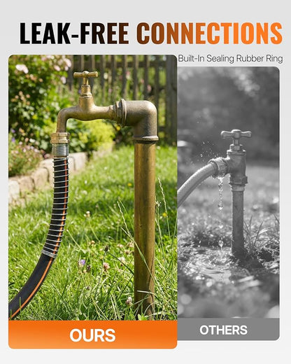100FT x 5/8" Rubber Garden Hose, Heavy Duty Garden Water Hose, 300 PSI Working, 1000 PSI Burst, Swivel Handle with Stainless Steel Ring, 5-Layer Braided, All-Weather Outdoor Use, BG100GH06