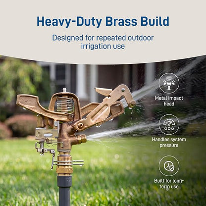 Orbit 55016 Brass Impact Sprinkler Head, Dual Nozzle, 3/4 in. MPT